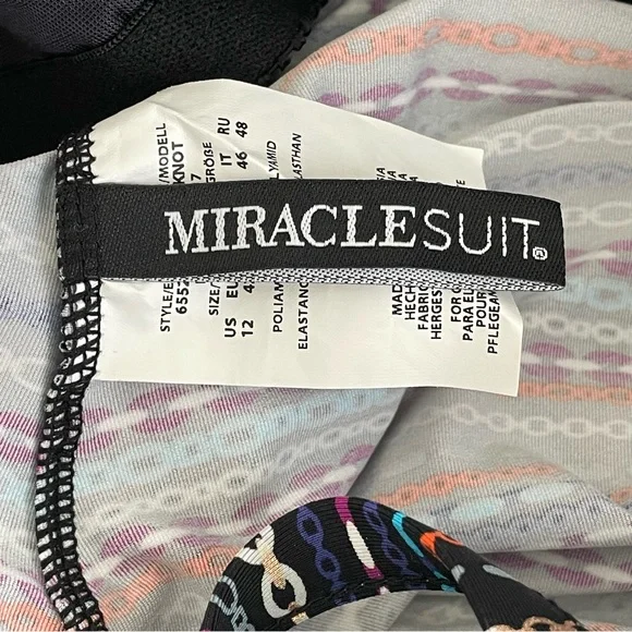 Miraclesuit Love Knot Tankini Swim Top Women Size 12 Shimmer Links Babydoll Chic - Picture 7 of 8